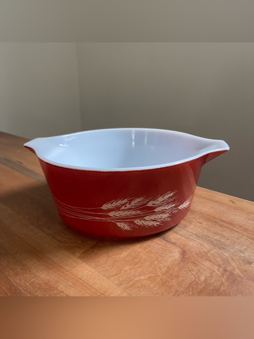 Vintage Pyrex Autumn Harvest Wheat 2.5 QT Casserole Dish  475-B Retro Rust Brown